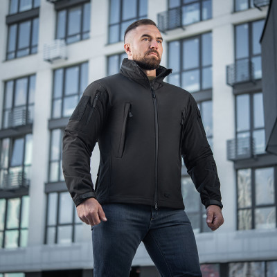 M-Tac Soft Shell jope tuule- ja veekindel, fliisvoodriga, Must