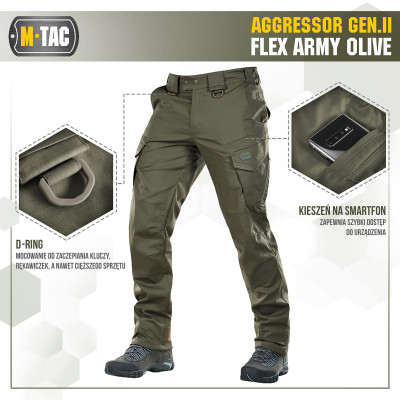 M-Tac Aggressor Gen.II Flex taktikalised püksid, Army Olive