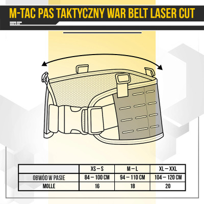 M-Tac War Belt taktikaline rihm, Cordura 500D, jäik raam — 10/10
