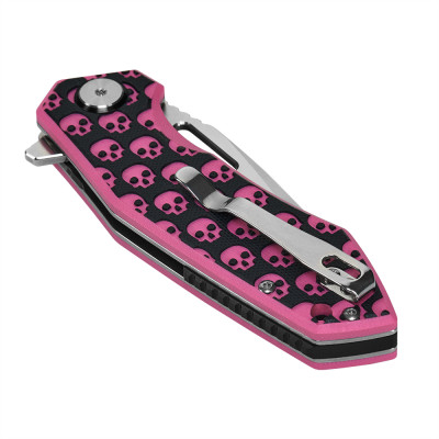 M-Tac Folding Knife Type 12 Skull – kokkupandav nuga, Black/Pink/Steel