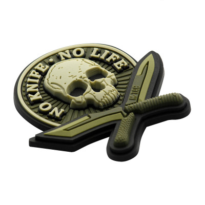 M-Tac No Knife No Life 3D PVC märk 50×50 mm, Olive
