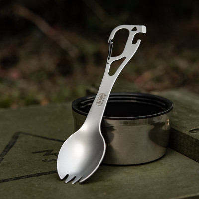 M-Tac roostevabast terasest spork 14,8 cm karabiiniga — 7/10